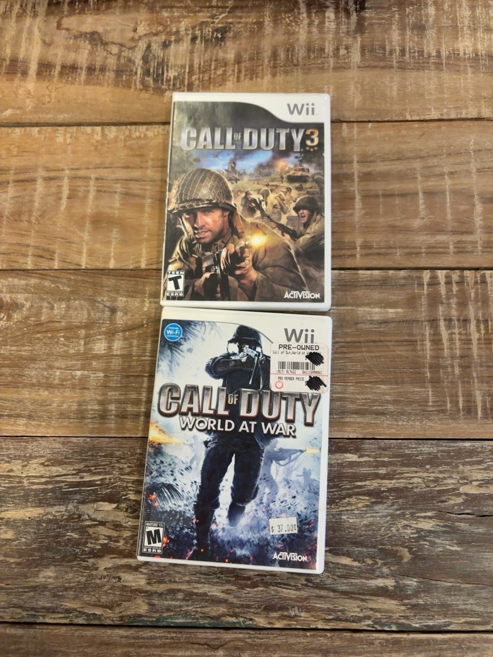 Call of Duty Wii 2 Game Bundle World at War + Call of Duty 3 Tested